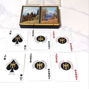 Playing Cards : Golden Phoenix Nature Scene Vintage Preowned 2 Decks Hong Kong